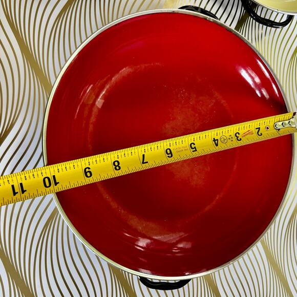 Vintage Mid Century Modern Emo Celje Double Handled Enamel Sauté Pans Set of 3 - Picture 16 of 16